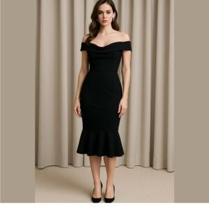 Chelsea Black Formal Dress - Off The Shoulder Dress-  PTP 14